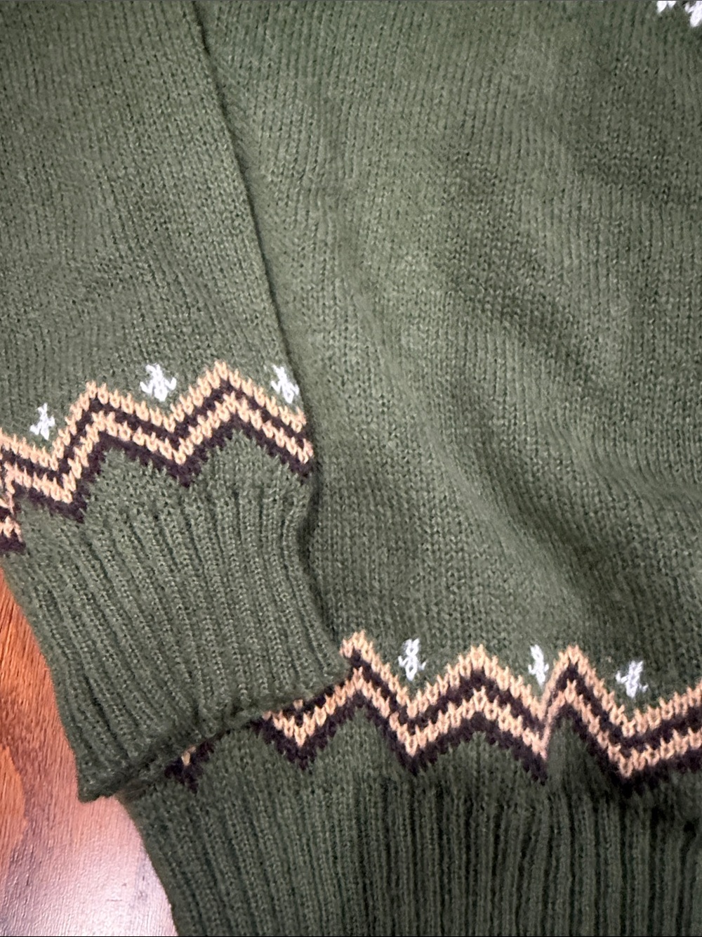 Woodland Fox Fair Isle Sweater | Forest Green Cozy Knit Pullover - Picture 11 of 13